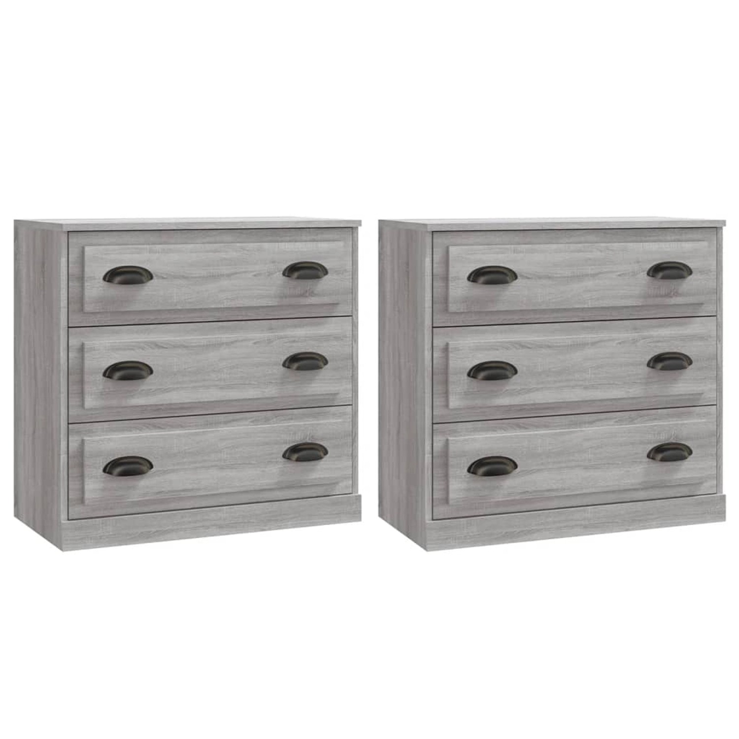 vidaXL Sideboards 2 Stk Grau Sonoma Holzwerkstoff 3185245