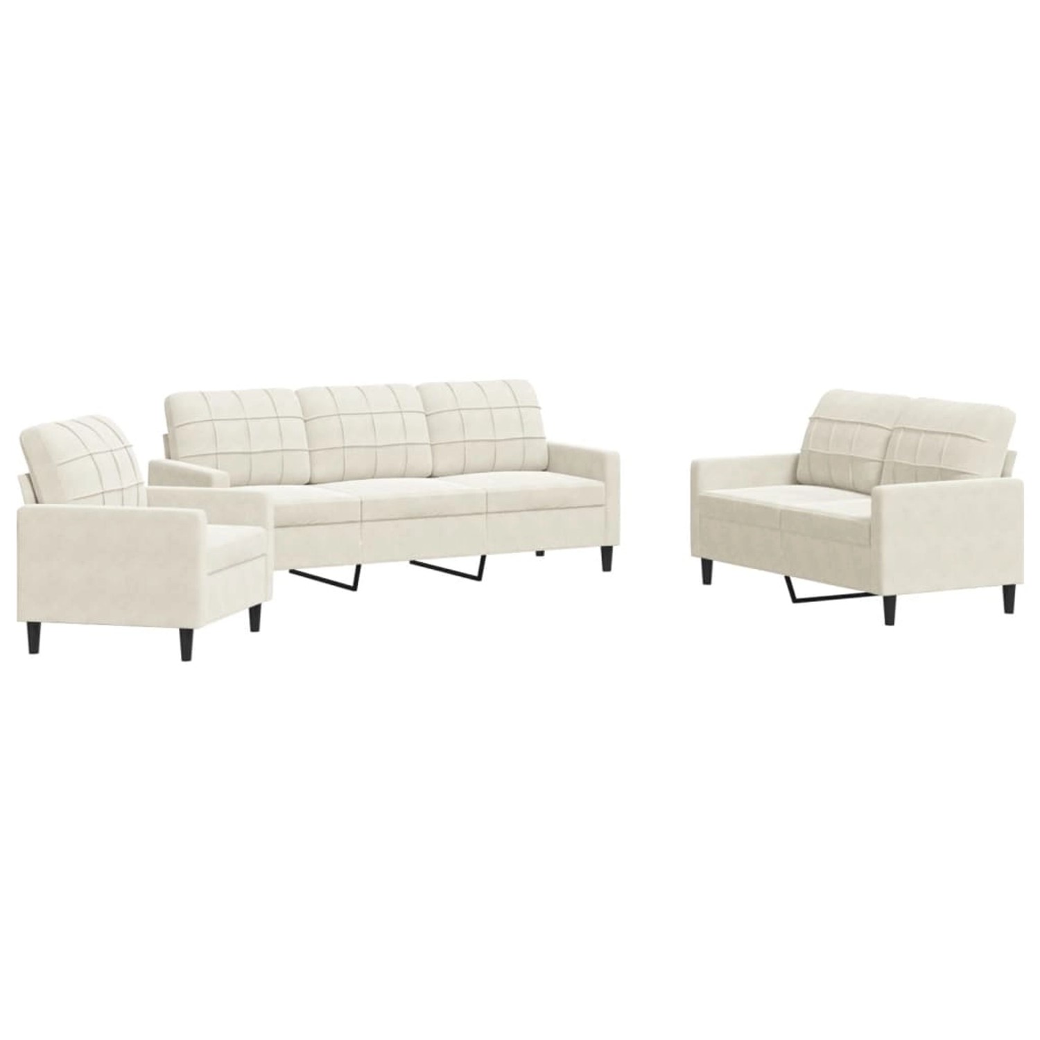 vidaXL 3-Tlg Sofagarnitur mit Kissen Creme Samt 3278359 günstig online kaufen