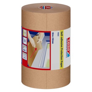 Rolle Tesa Selbstklebendes Schutzpapier, 50 m x 150 mm, zum Abdecken bei Renovierungsarbeiten.