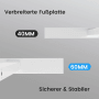 Detailaufnahme: Verbreiterte Fußplatte für stabilen, höhenverstellbaren Schreibtisch.