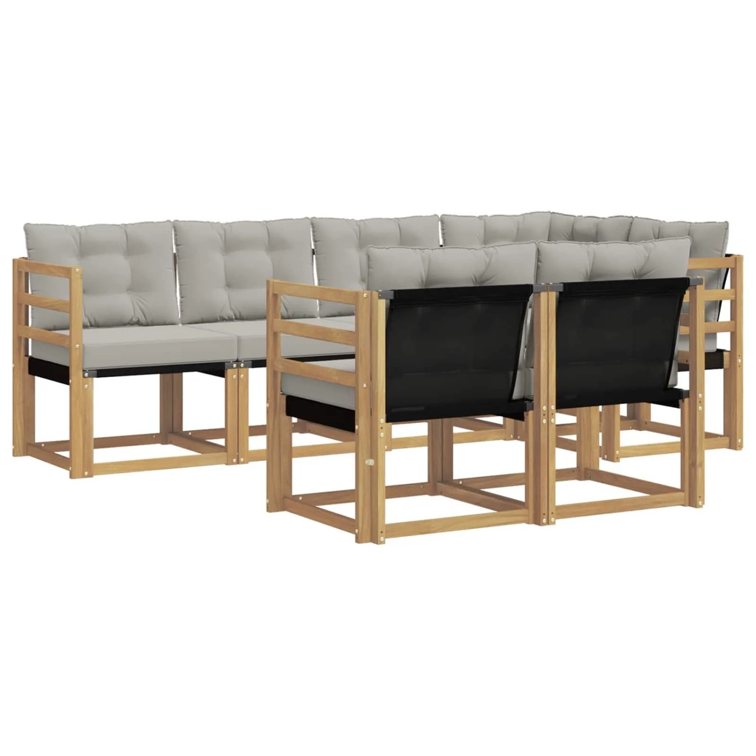 vidaXL Outdoor-Sofagarnitur mit Kissen 7-Tlg Weiß und Hellgrau 3389561