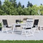 4er-Set schwarze Hochlehner Auflagen aus Oxford-Gewebe für Gartenstühle.