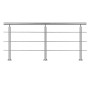 Edelstahlgeländer V2A 200 cm mit 3 Querstäben. Modernes Komplettset für Treppen & Balkon, silber, gebürstet.