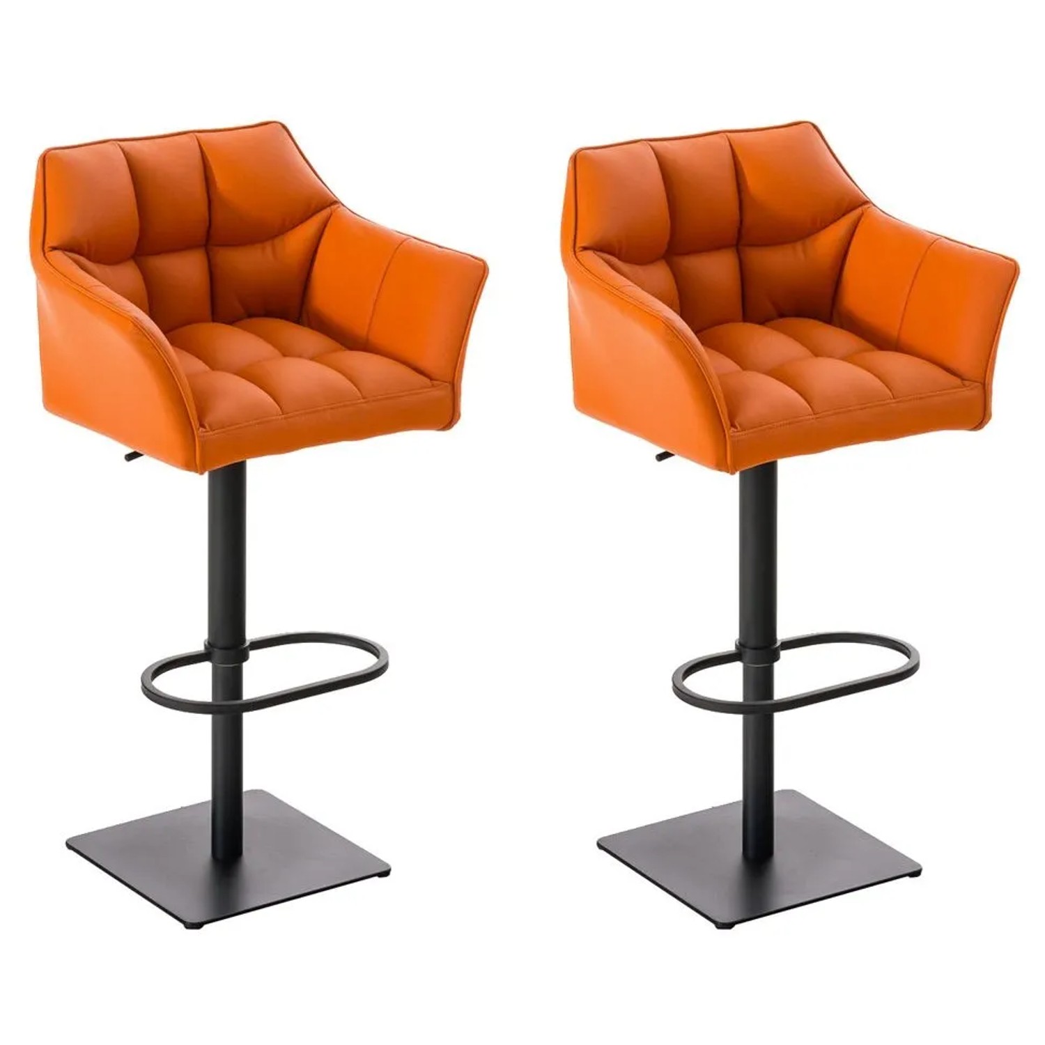 CLP 2er Set Barhocker Damaso Kunstleder Orange/Schwarz