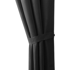Bestlivings Dekoschal Ellen, 2er Set, Schwarz mit Schlaufe und Raffhalter.
