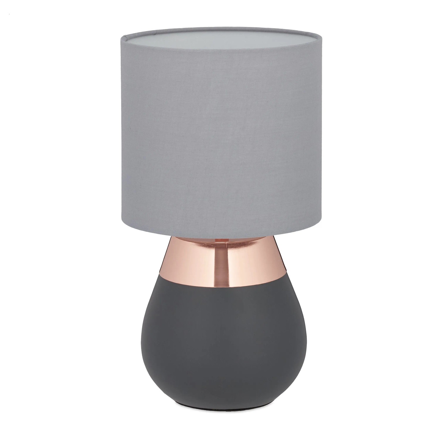 Image of Relaxdays Tischlampe Eisen Kupfer Stoffschirm 32 cm x 18 cm 0,6 kg