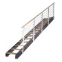 Treppe Kos mit 10 Stufen aus Eiche Rustik, Design-Geländer in Schwarz, geeignet für den Innenbereich.