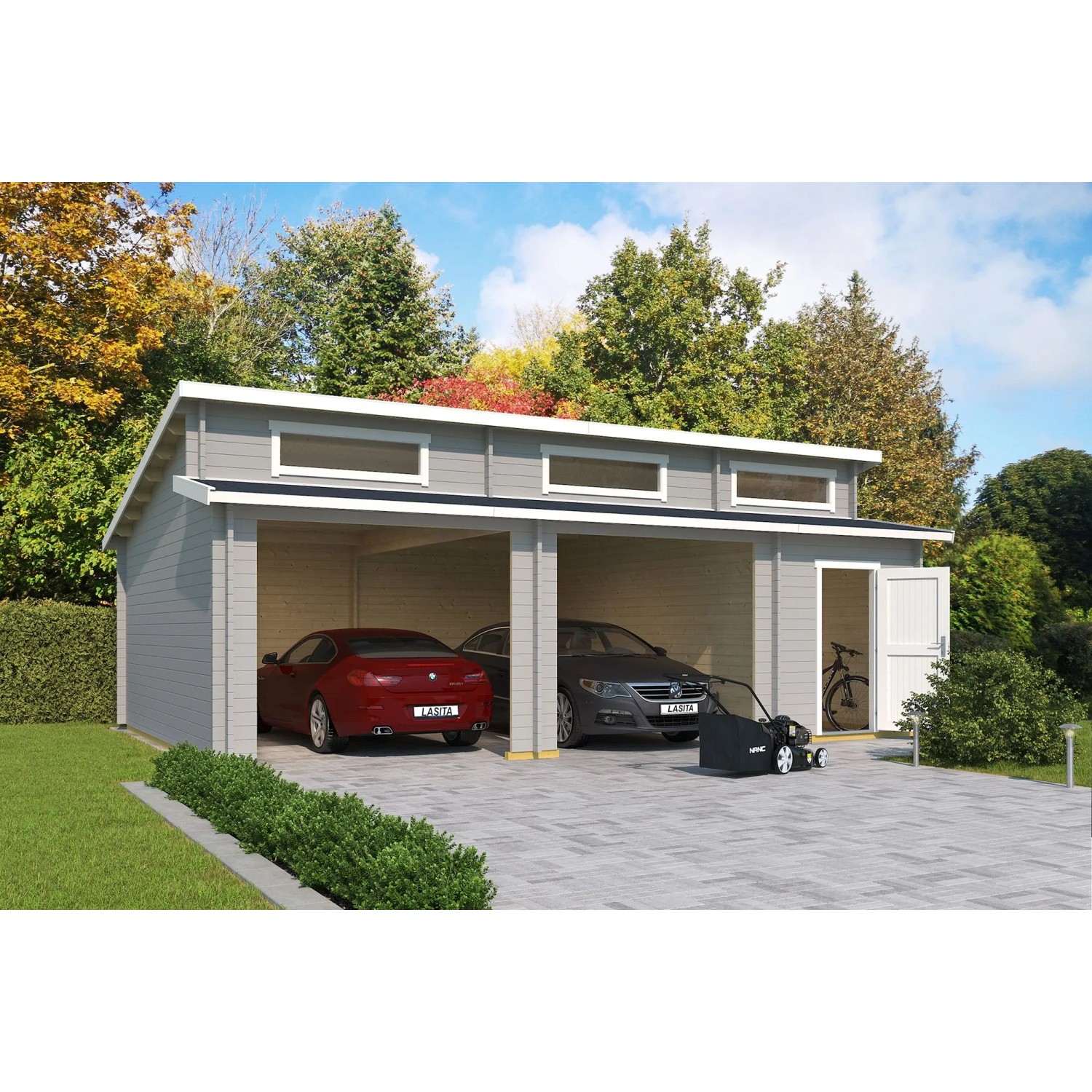 Lasita Garage Hawaii ohne Tore 780 cm x 520 cm Lichtgrau