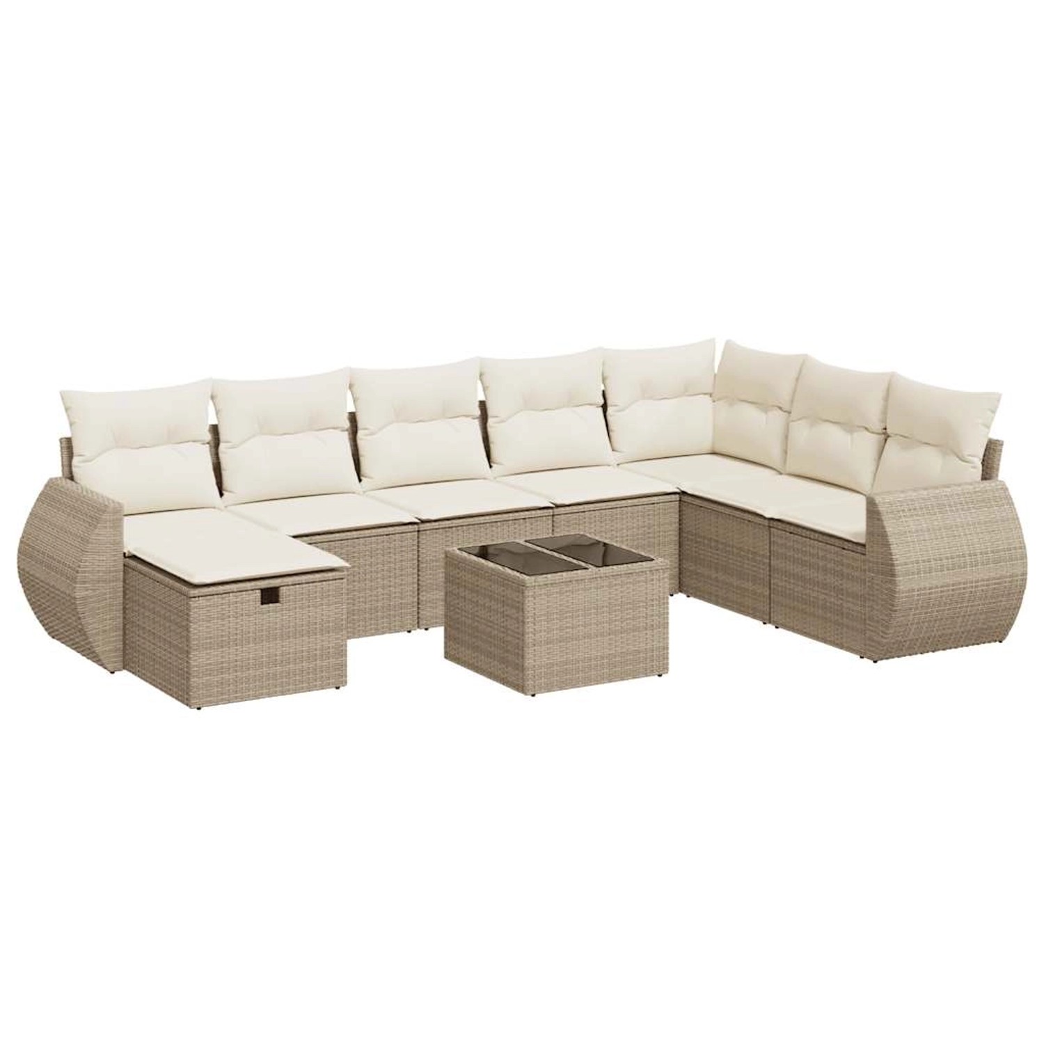 vidaXL 9-Tlg Garten-Sofagarnitur mit Kissen Beige Poly Rattan 3325644 günstig online kaufen
