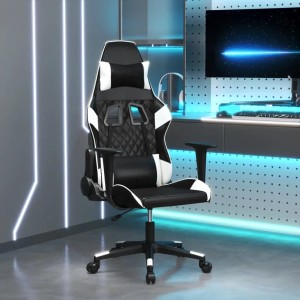 vidaXL Gaming-Stuhl mit Massagefunktion Schwarz und Weiß Kunstleder 345516