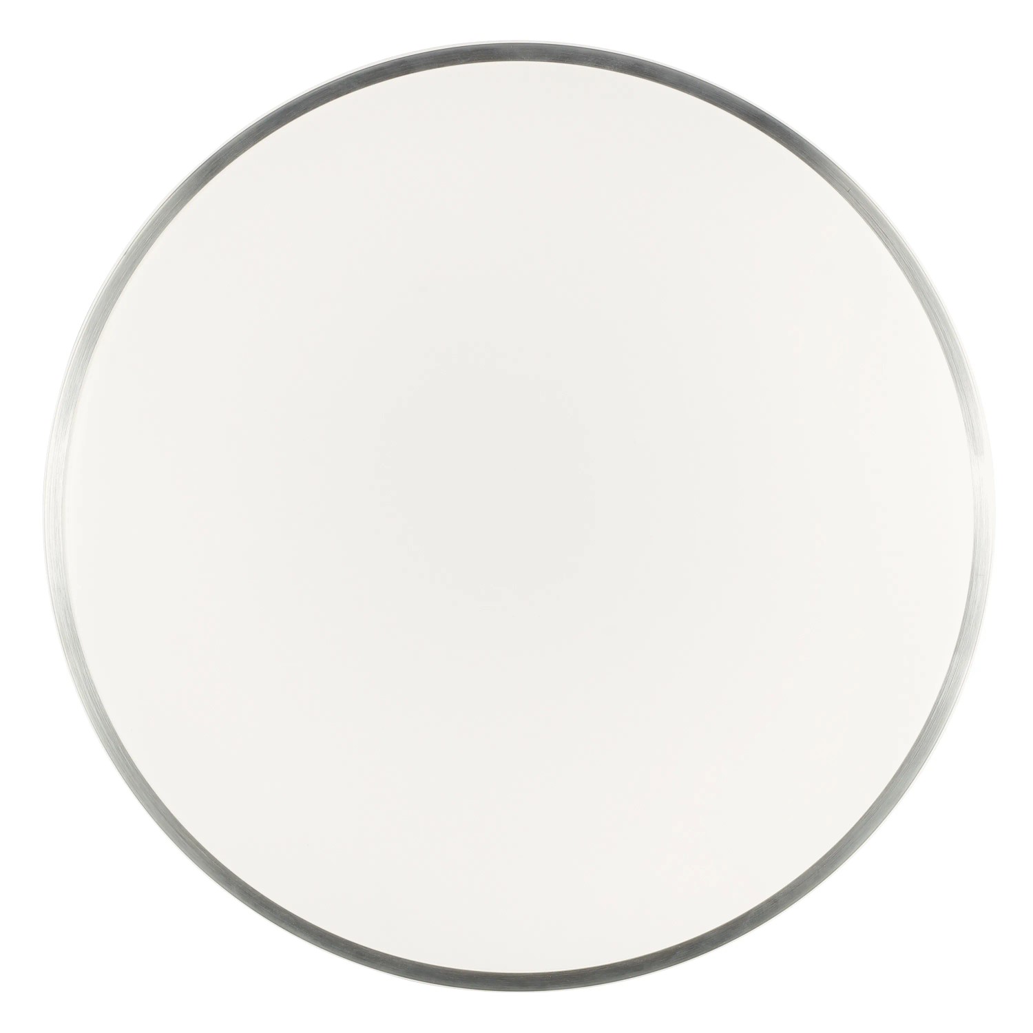 Runde LED Deckenleuchte Avalis, weiß mit gebürstetem Aluminiumrand, Durchmesser 38 cm.