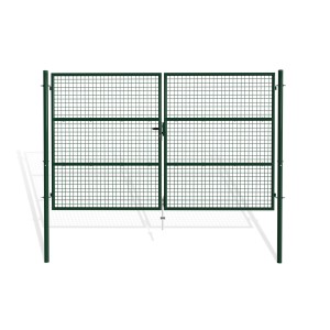 Grünes Casanoov Flügeltor aus Maschendraht, 300x180 cm, ideal für Gartenzäune.