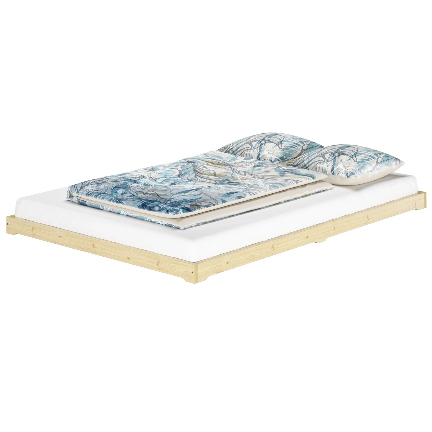 Erst-Holz Futonbett Massivholz Extra Niedrig Fichte Geölt 160 x 200 cm Modell 47 ohne Zubehör