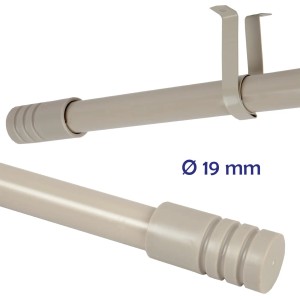 Bestlivings Stilgarnitur Modern, ausziehbar, taupe. Detailaufnahme der Gardinenstange mit Halterung.