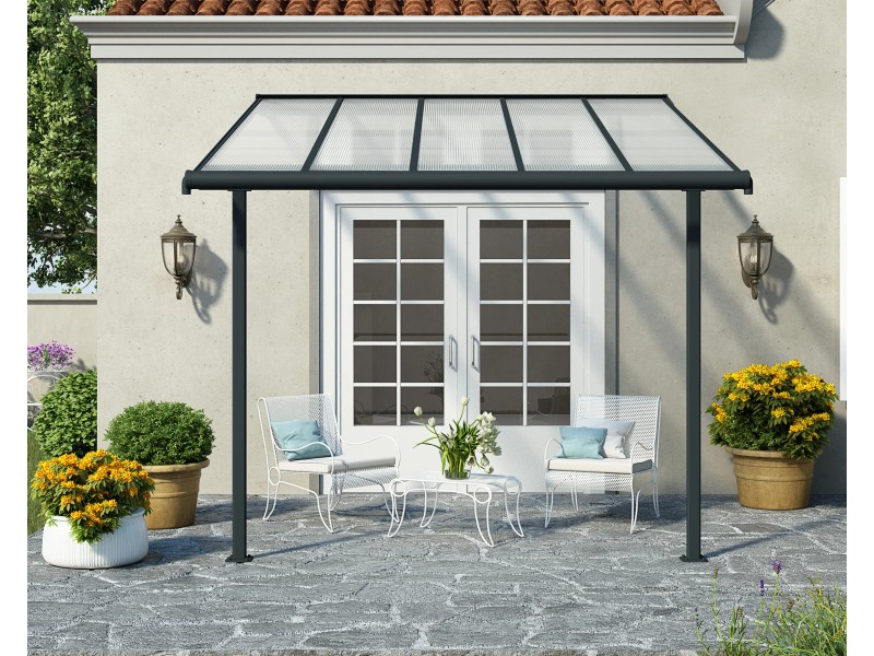 Canopia By Palram Sierra Terrassenüberdachung 3x5.46m - Graue Alu Pergola Mit Polycarbonat Dach