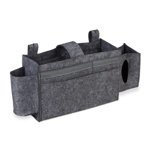 Relaxdays Betttasche für Hochbett Filz Dunkelgrau mit 8 Fächern 23 cm x 43 cm x 11 cm