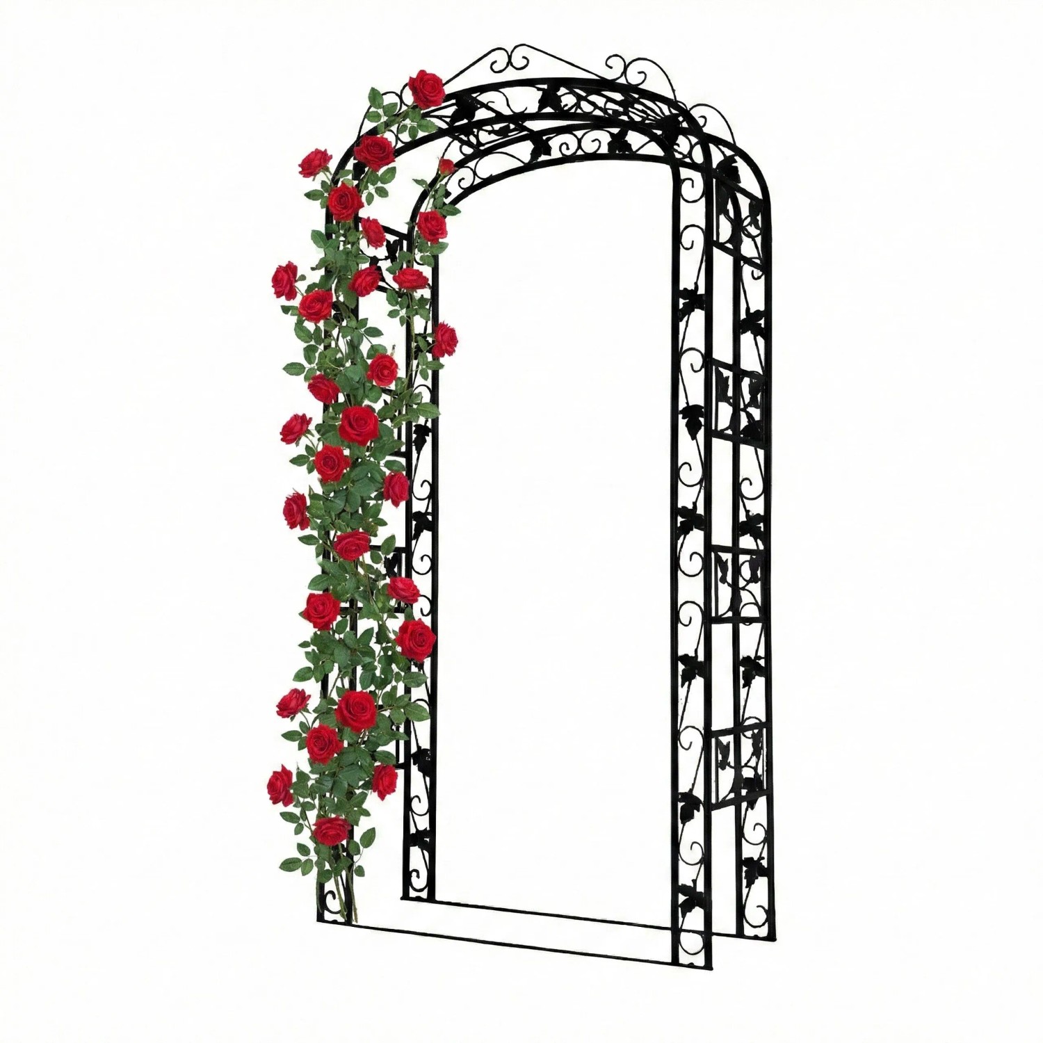 Relaxdays Rosenbogen Eisen Schwarz Wetterfest 240 cm x 120 cm x 45 cm