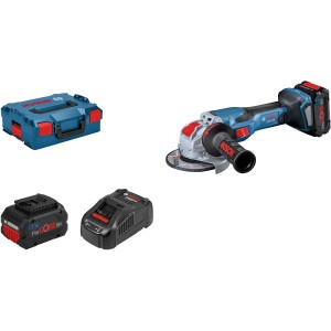 Bosch Professional Akku-Winkelschleifer GWX 18V-15 C Set mit 2 Akkus, Ladegerät und L-Boxx.