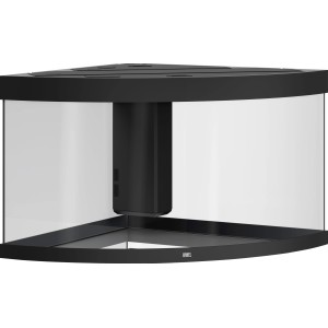 Schwarzes Juwel Aquarium-Set Trigon LED 350 l, Eckaquarium mit gebogener Frontscheibe.