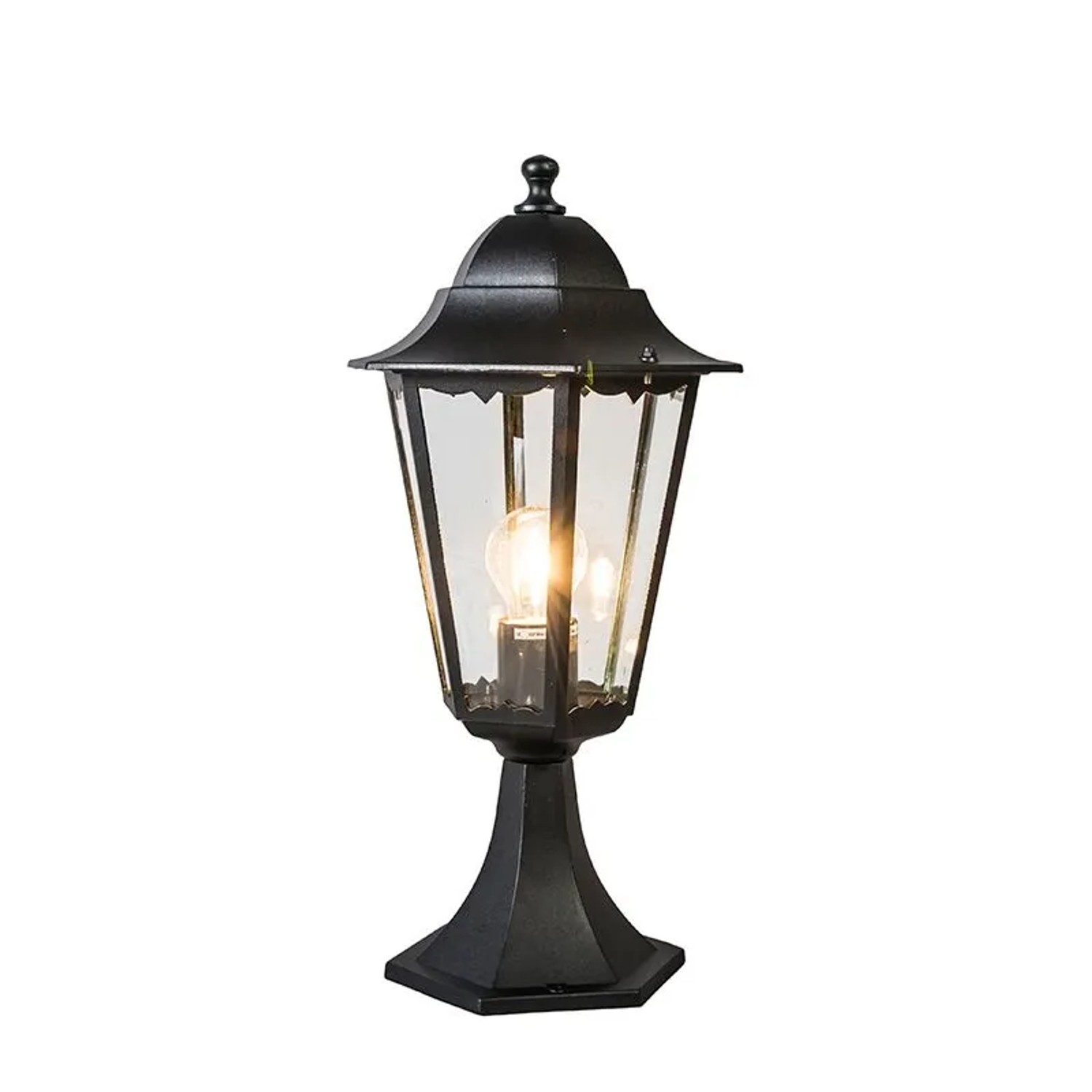 QAZQA Klassischer Outdoor Laternensockel Schwarz 48 cm IP44   New Orleans