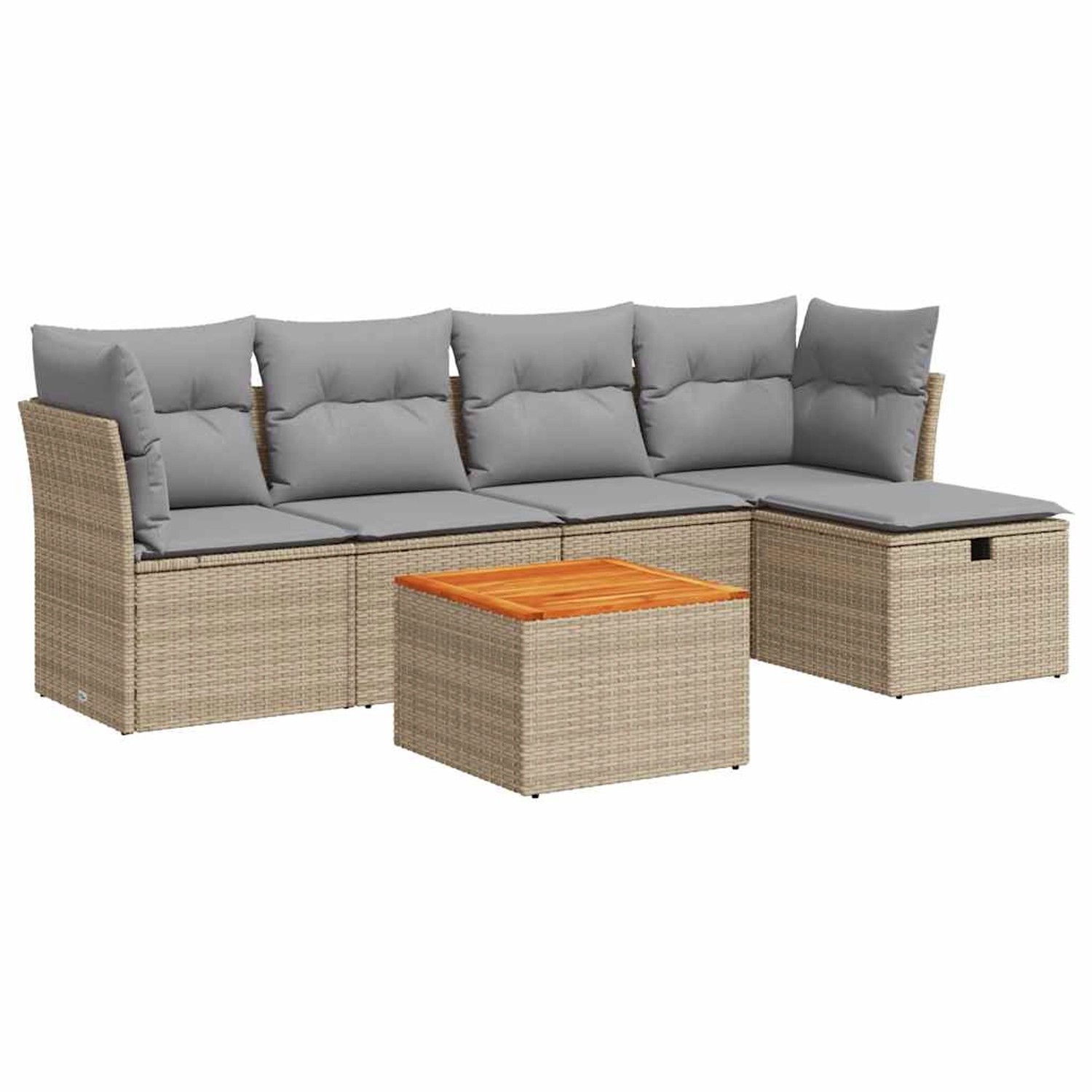 vidaXL 6-Tlg Garten-Sofagarnitur mit Kissen Beige Poly Rattan 3325755 günstig online kaufen