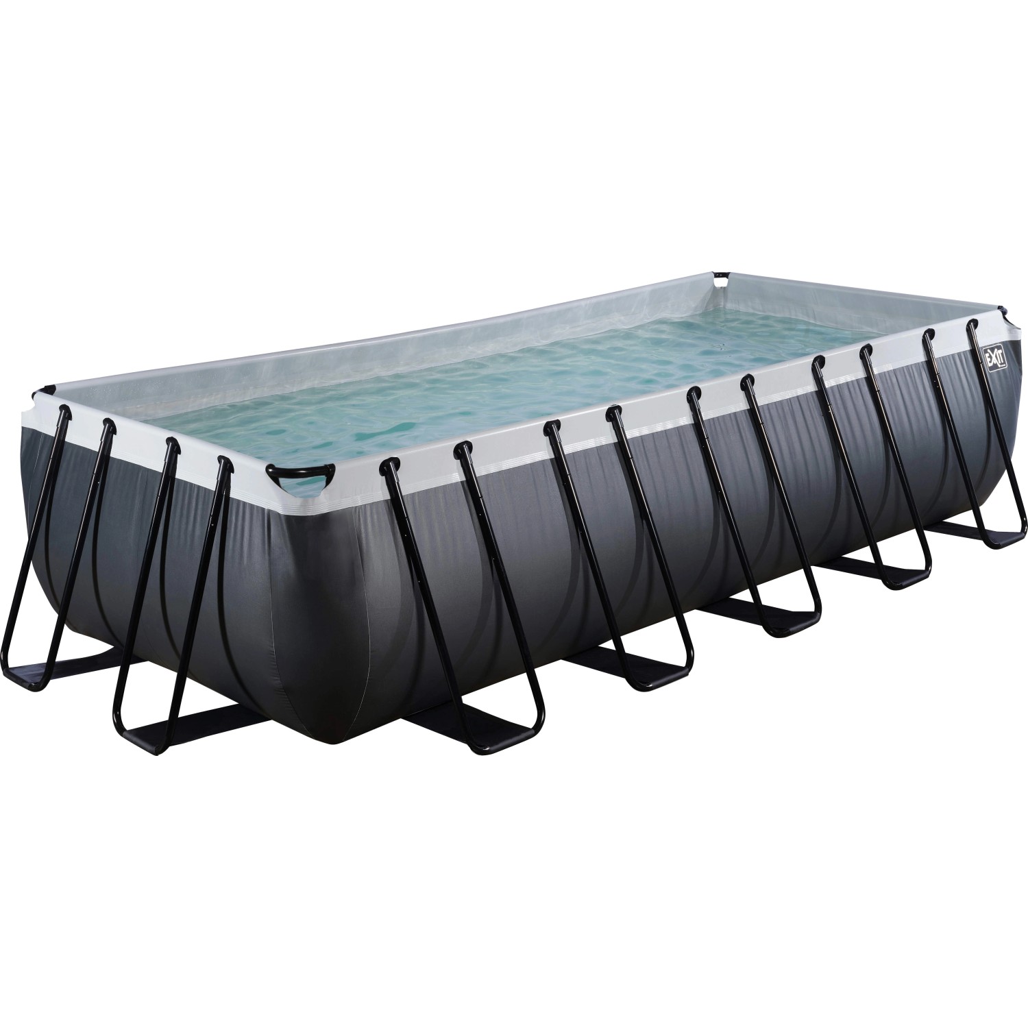 Rechteckiger Exit Black Leather Pool 540x250x122 cm mit Filterpumpe und Stahlrahmen.