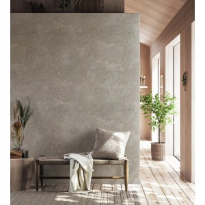 Grosfillex Wandpaneel Element 3D Optik Grigo Brillant im Raum mit Bank und Deko.