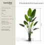 Tectake künstlicher Paradiesvogelbaum, 180 cm hoch, mit Maßen und Materialangaben.