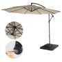 MCW Ampelschirm Terni, Ø 3m, neigbar, sand-beige, mit Ständer. Sonnenschirm für Garten oder Terrasse.