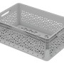 Graue Eurobox-System Box 60x40x22 cm, durchbrochene Wände, Teil des modularen Aufbewahrungssystems.
