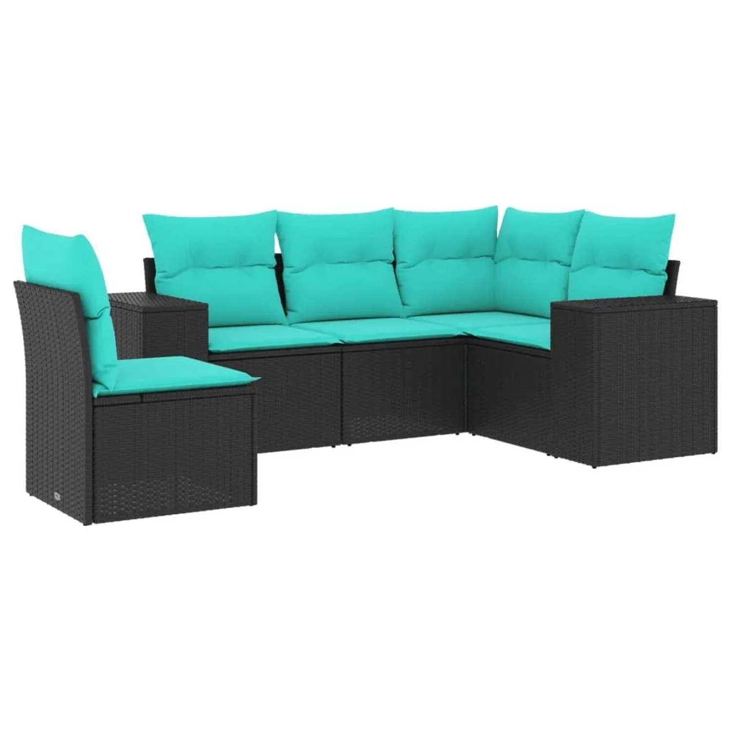 vidaXL 5-Tlg Gartensofa-Set mit Kissen Schwarz Polyrattan 3222566 günstig online kaufen