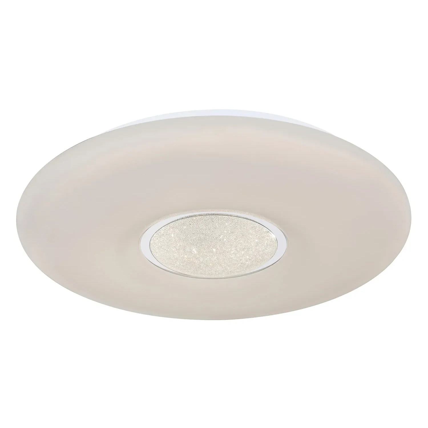 Weiße LED-Deckenleuchte Sully von Globo, Ø 41cm, mit Farbwechsel und Fernbedienung.