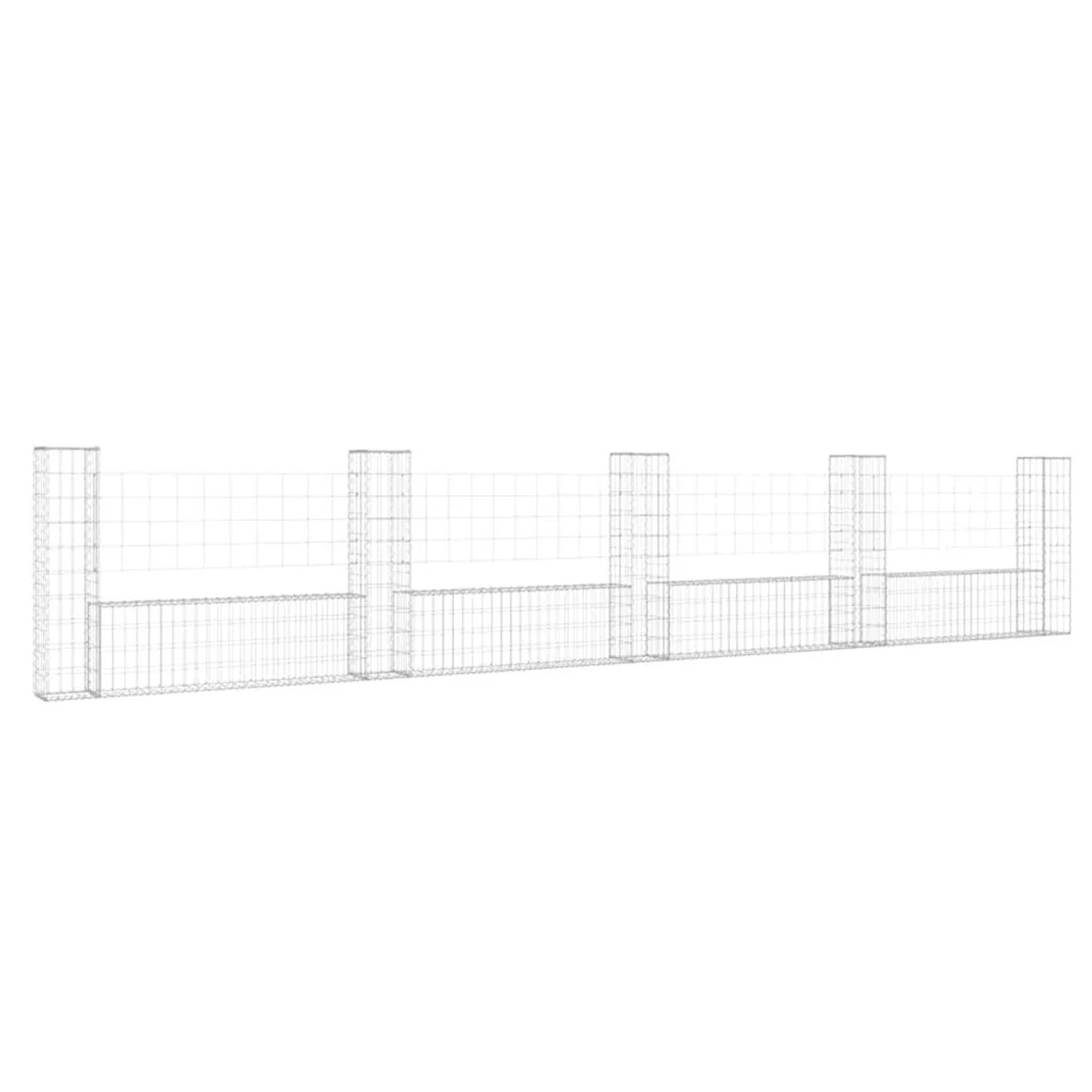 vidaXL Gabionenkorb U-Form mit 5 Säulen Eisen 500x20x100 cm 151278