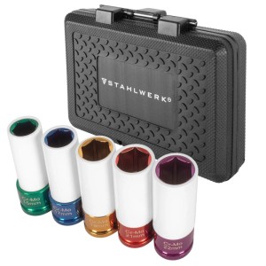 STAHLWERK Schlagschrauber Nuss Set (15-22 mm) mit Transportbox. Zubehör für Schrauber.