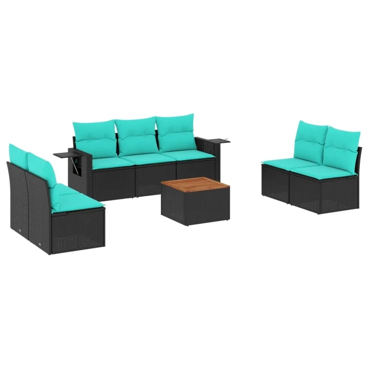 vidaXL 8-Tlg Gartensofa-Set mit Kissen Schwarzes Polyrattan 3224517 günstig online kaufen