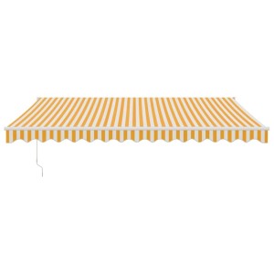 Elektrische Markise in Gelb-Weiß (4x3 m) für Terrasse & Balkon. Sonnenschutz mit Kurbel.