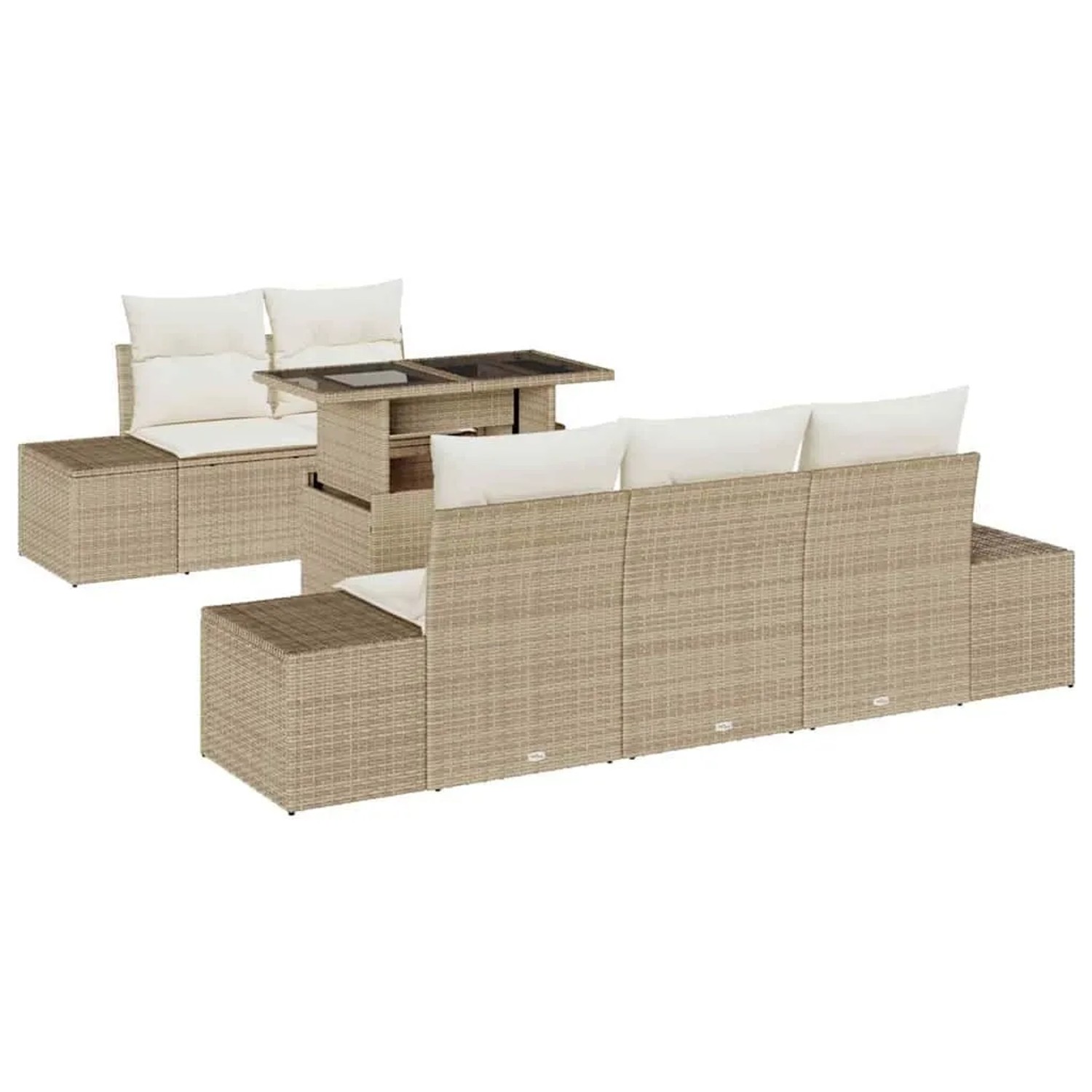 vidaXL Sofa Set mit Kissen 6-Tlg Beige und Creme Poly-Rattan 3349097 günstig online kaufen