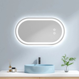 Ovaler Badspiegel mit LED-Beleuchtung und Anti-Beschlag-Funktion, 50x90 cm.