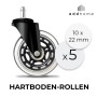 addhome 5er Set Bürostuhlrollen 10x22mm Leise Hartbodenrollen 73mm ø & 35mm_3
