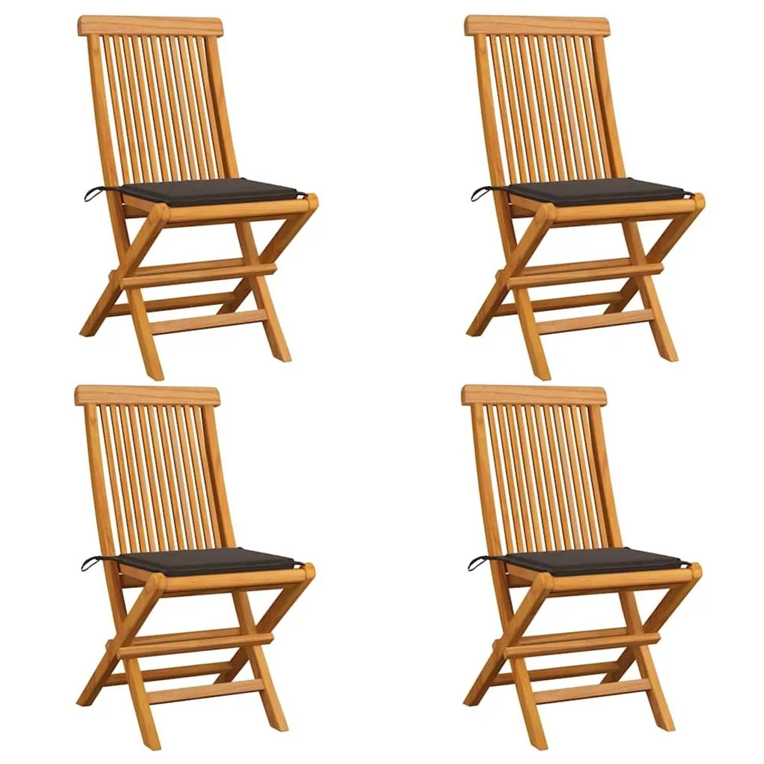 vidaXL Gartenstühle mit Taupe Kissen 4 Stk Teak Massivholz 3062576 günstig online kaufen