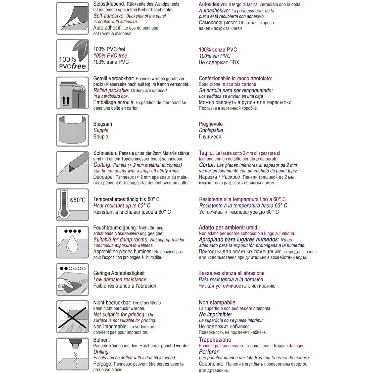 Braunes Wandpaneel in Lederoptik von WALLFACE, matt, 260x100 cm.