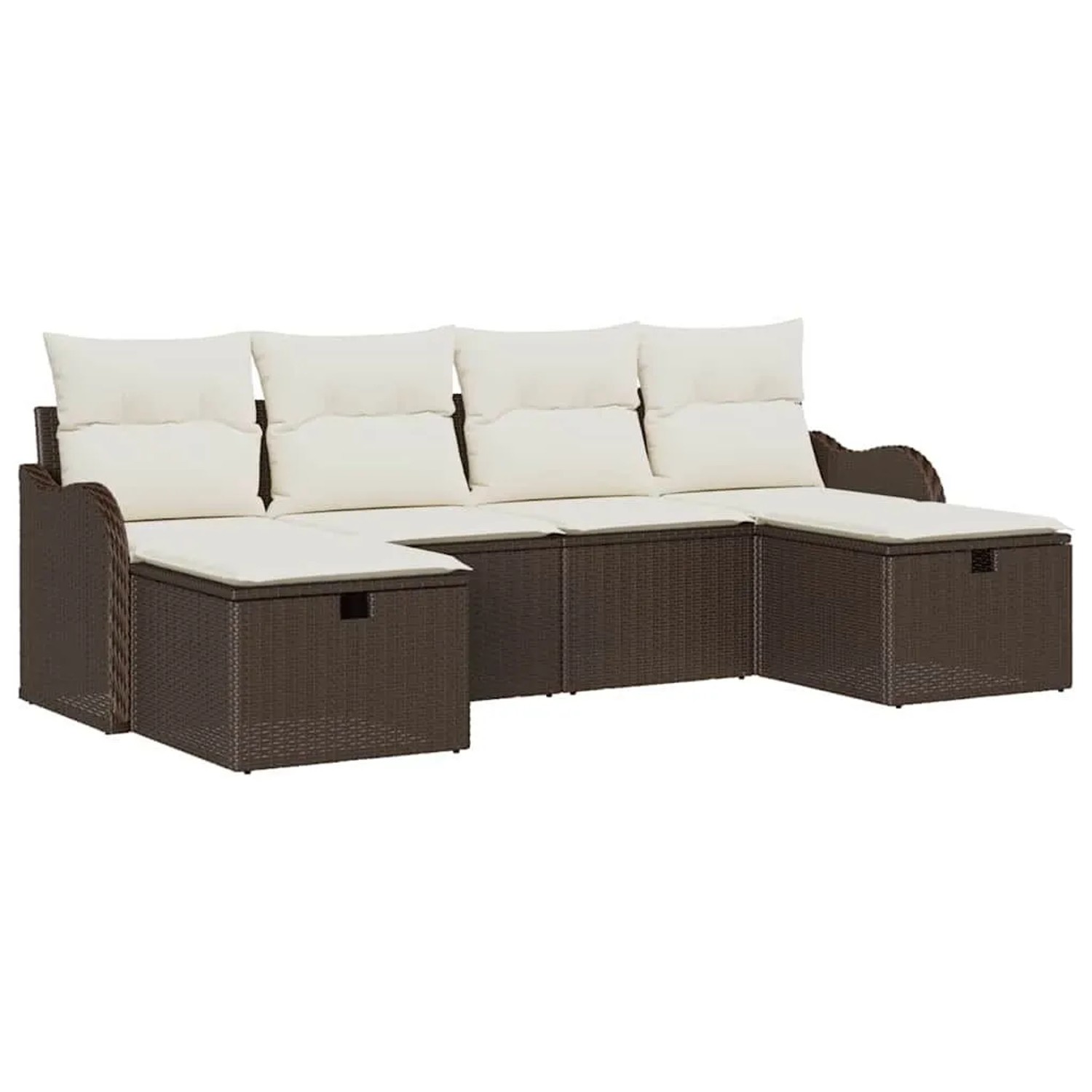 vidaXL Sofa Set mit Kissen 6-Tlg Braun und Creme Poly-Rattan 3359017 günstig online kaufen