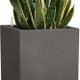Lechuza Canto Stone high Pflanzgefäß, graphitschwarz, mit Pflanzeinsatz und Bewässerungssystem.