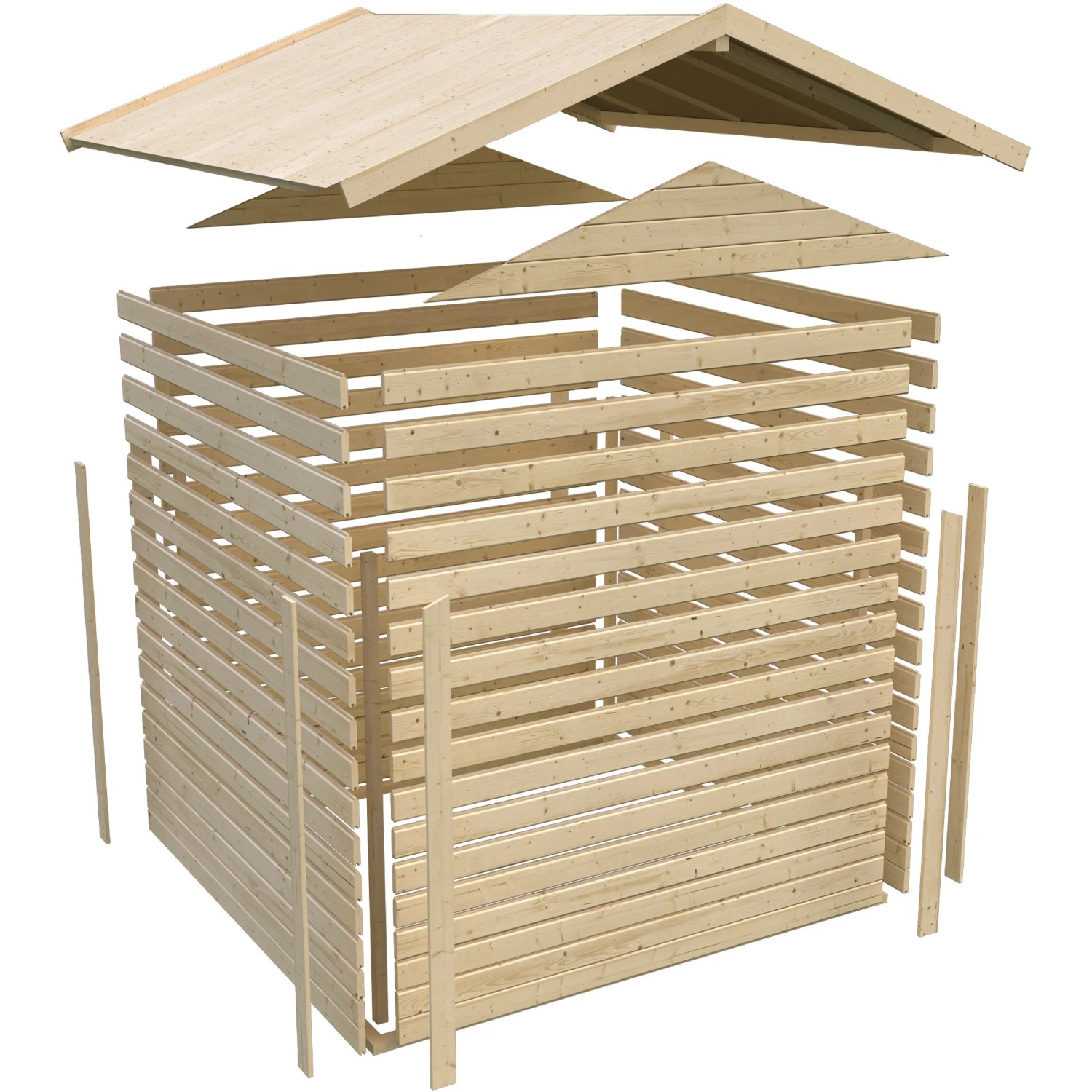 Karibu Gartenhaus Tyka Terragrau, Bausatz mit Satteldach und Holzwänden. Ideal für den Garten.