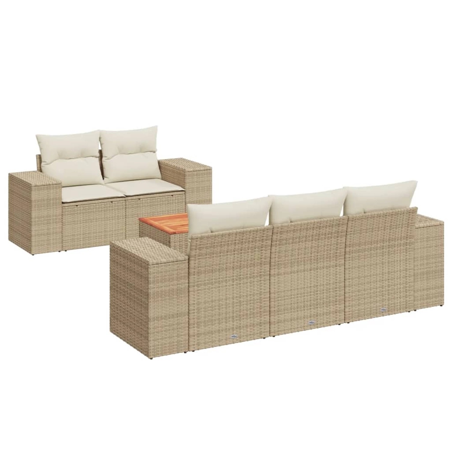 vidaXL 6-Tlg Garten-Sofagarnitur mit Kissen Beige Poly Rattan 3257661 günstig online kaufen