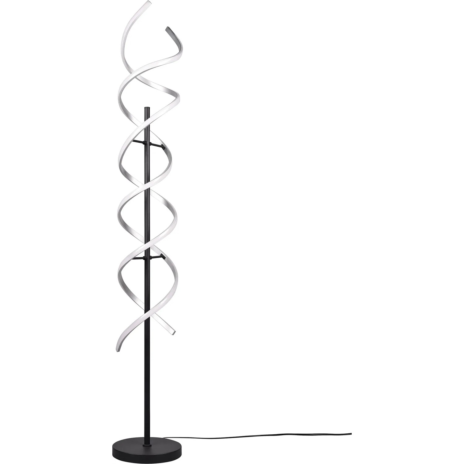 Moderne Trio LED Stehleuchte Sequence, Aluminium gebürstet, spiralförmiges Design.