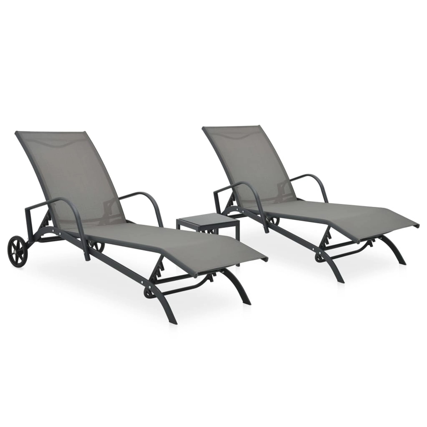 vidaXL Sonnenliegen 2 Stk mit Tisch Textilene und Stahl 47846