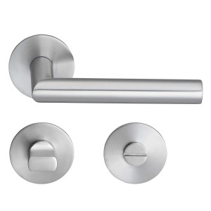 MeinTürgriff Drückergarnitur Toulouse Flachrosette Edelstahl matt Türdrücker  WC