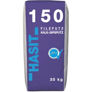 Sack Hasit 150 Filzputz, 30 kg, Körnung 1 mm, Kalk-Gips-Putz für Innen, mineralisch und feuchtigkeitsregulierend.