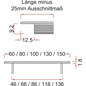vasalat Lüftungsgitter zum Einstecken Aluminium Schwarz Eloxiert 1.000x100 mm